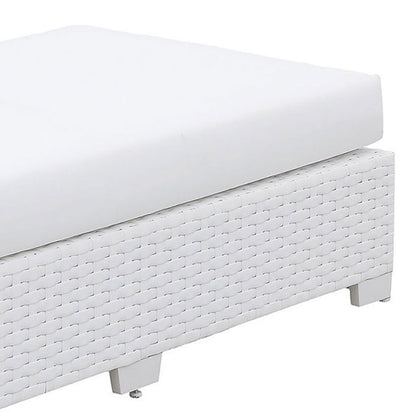 Wicker Aluminum Framed Bench with Fabric Cushion Seat, White - View 4