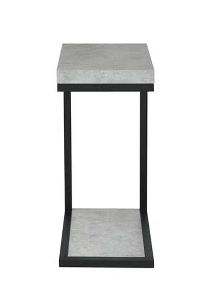 Industrial Faux Cement Designed Snack Table, Gray And Black - View 2