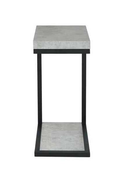 Industrial Faux Cement Designed Snack Table, Gray And Black - View 2