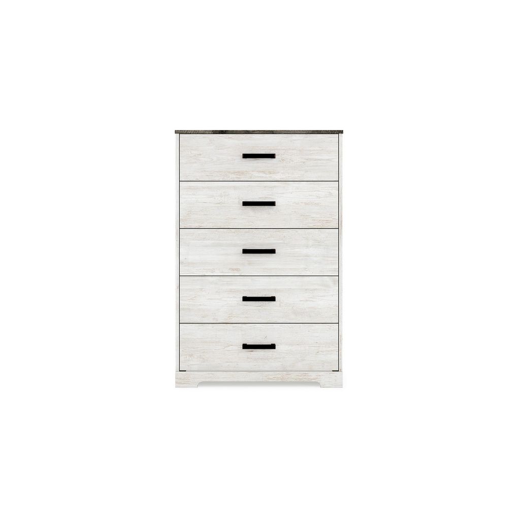Wisp 46 Inch Tall Dresser Chest, 5 Drawers, Rustic Smooth White Finish - View 2