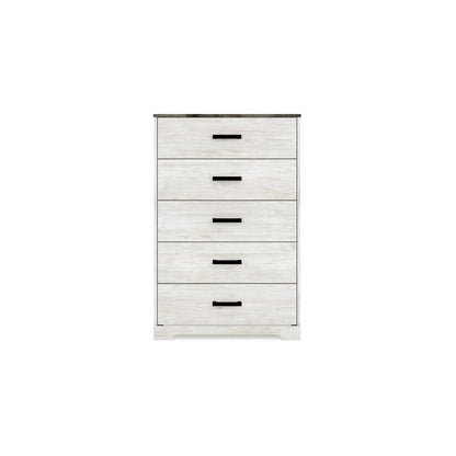Wisp 46 Inch Tall Dresser Chest, 5 Drawers, Rustic Smooth White Finish - View 2