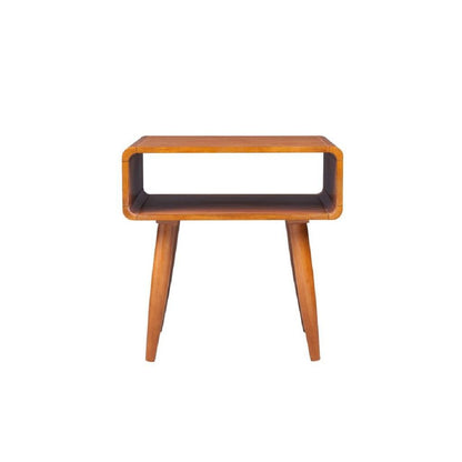 Rectangular Wooden End Table with Open Shelf and Splayed legs, Brown - View 2