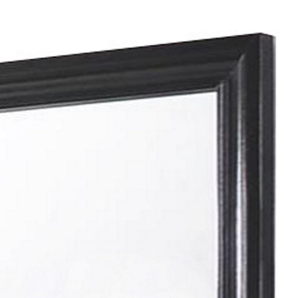 Molded Wooden Frame Dresser Top Mirror, Black and Silver - View 2