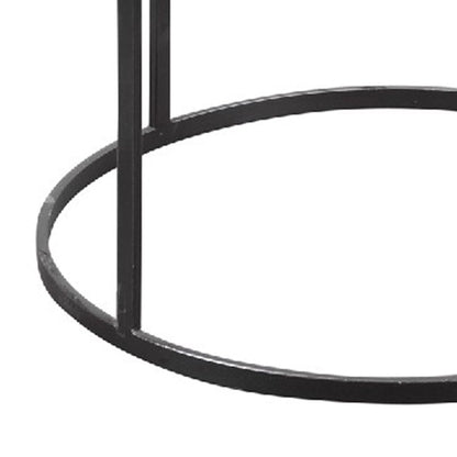 Round Metal Frame Side Table with Tubular Legs, Black - View 3