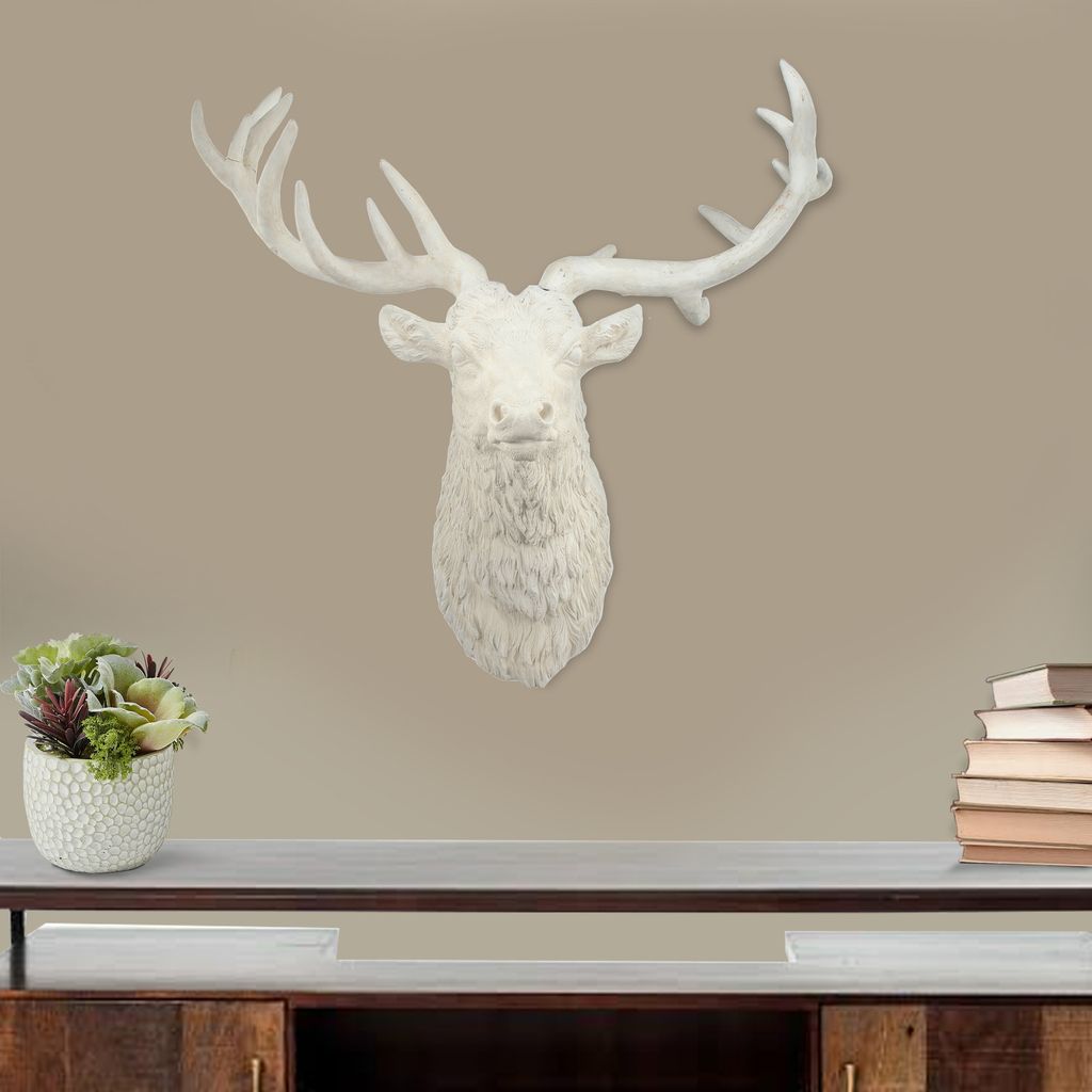 Magnesia Deer Head Wall Accent, White - View 6