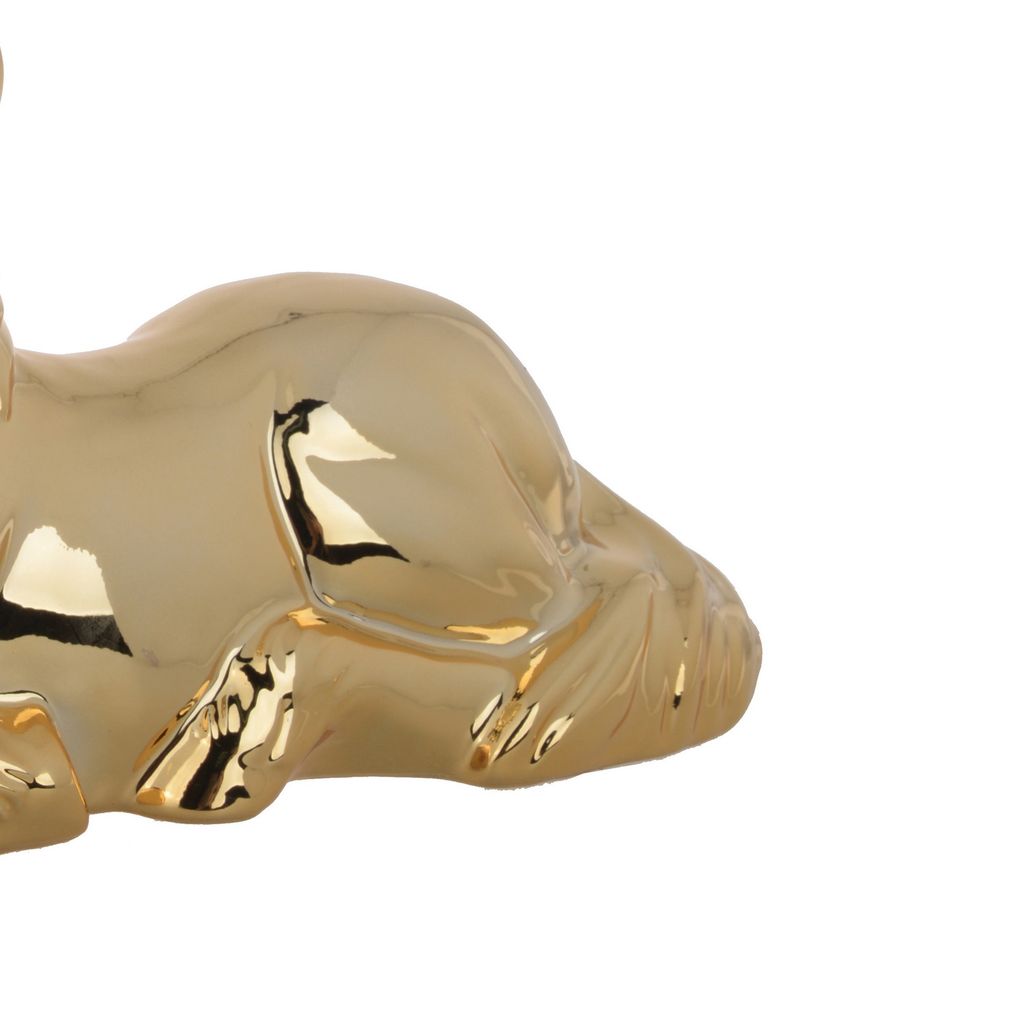 11 Inch Sitting Unicorn Figurine, Ceramic Statuette in Gold Metallic Finish - View 4