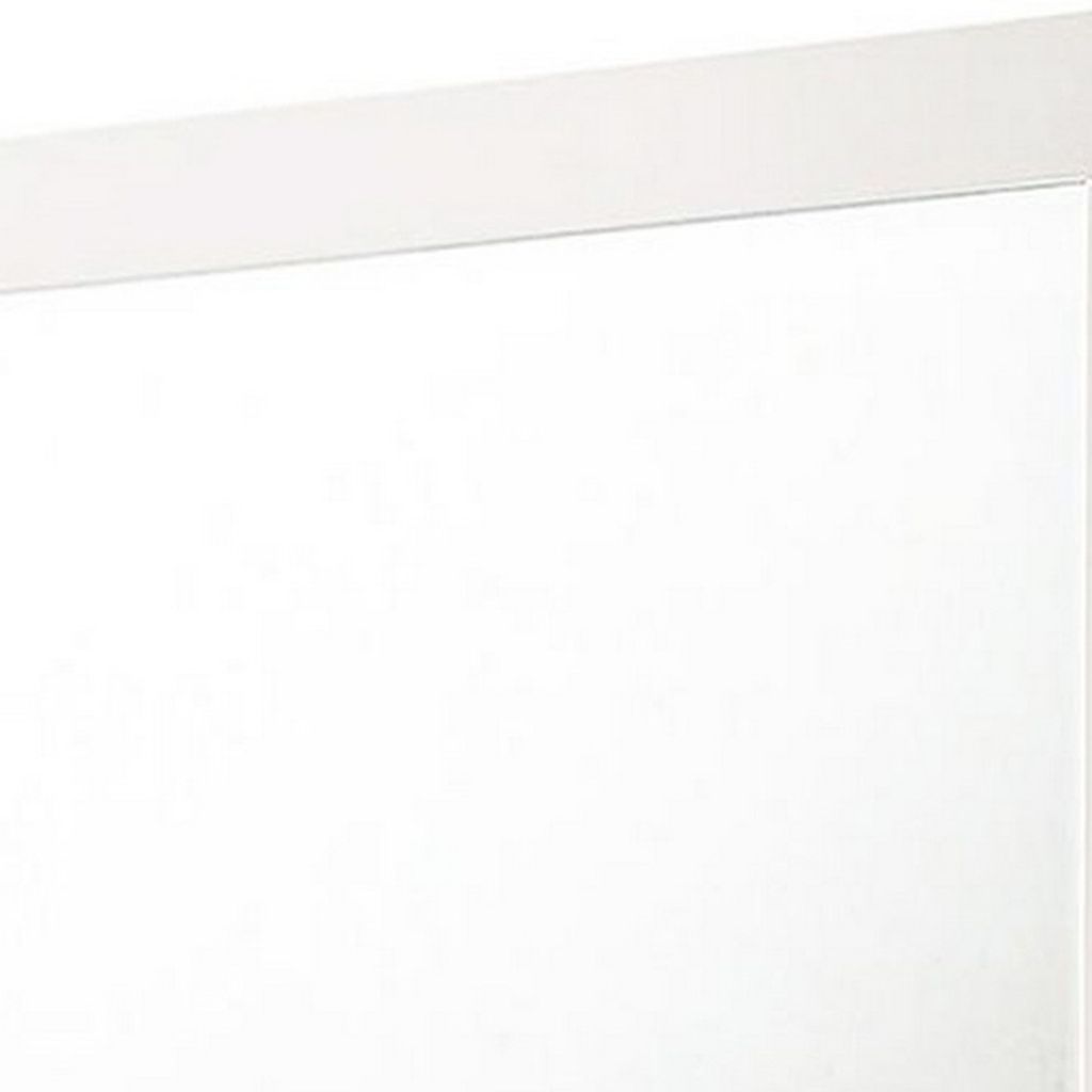Contemporary Square Wooden Mirror with Mounting Hardware, White - View 3