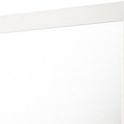 Contemporary Square Wooden Mirror with Mounting Hardware, White - View 3