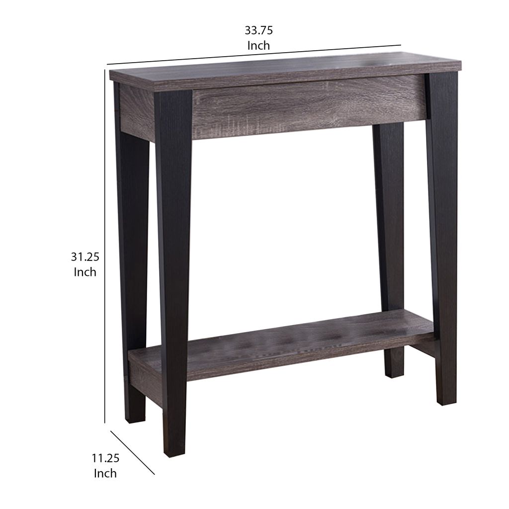 Wooden Console Table With Bottom Shelf, Black And Gray - View 5