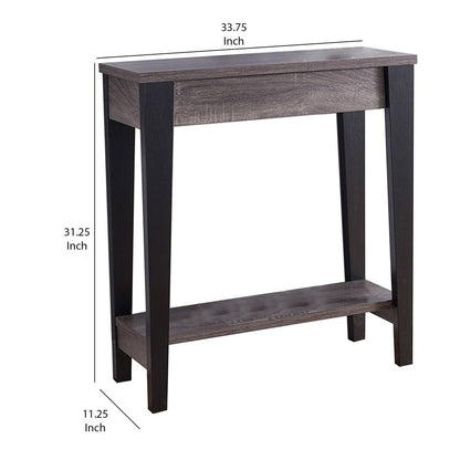 Wooden Console Table With Bottom Shelf, Black And Gray - View 5