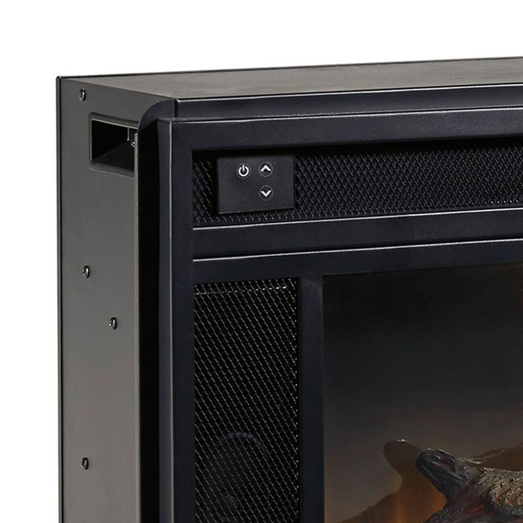 43 Inches Electric Fireplace Insert with Log Set Look, Black - View 5