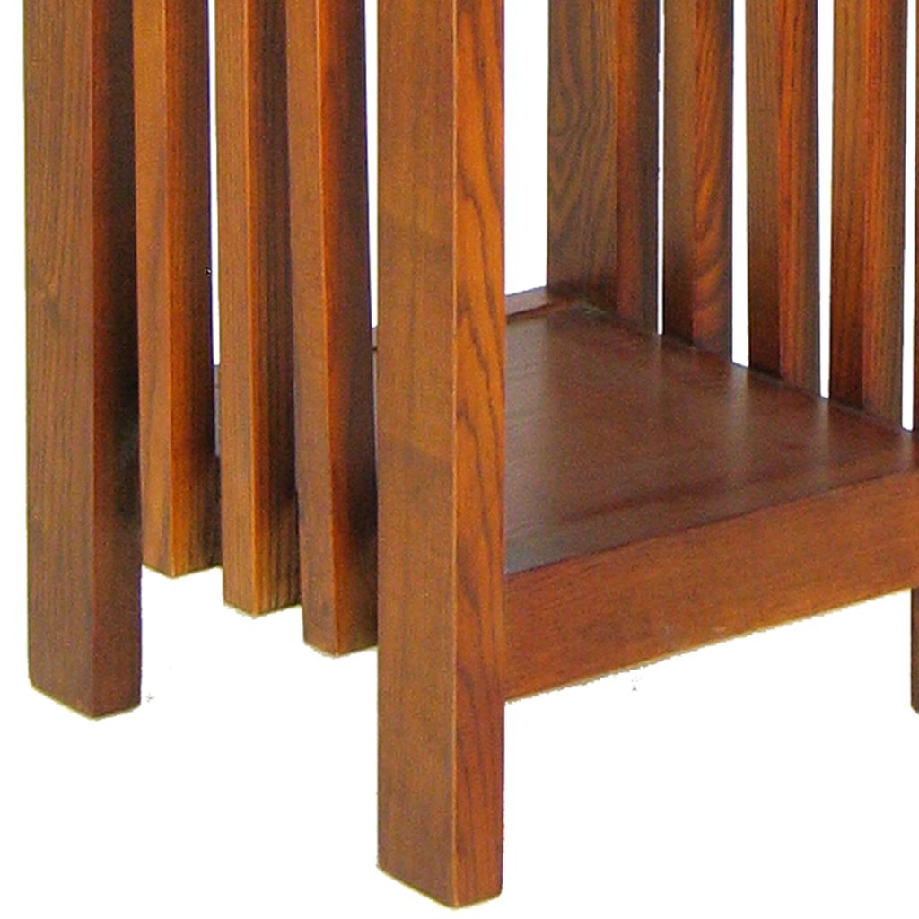 30 Inch Wooden Flower Stand with Bottom Shelf and Slatted Sides, Brown - View 4