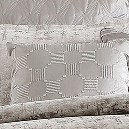 9 Piece Queen Polyester Comforter Set with Jacquard Print, Gray - View 4