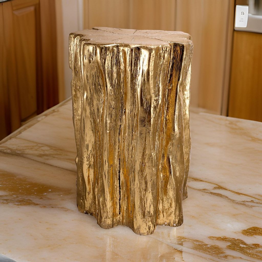 Well Designed Nature Inspired Tree Trunk Stool, Gold - View 7