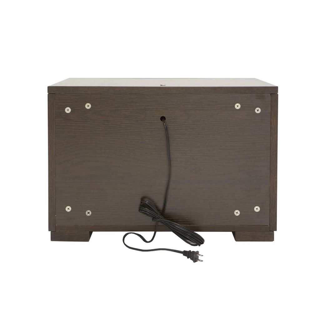 Wooden Nightstand with Two Drawer and Open Shelf, Dark Brown - View 4