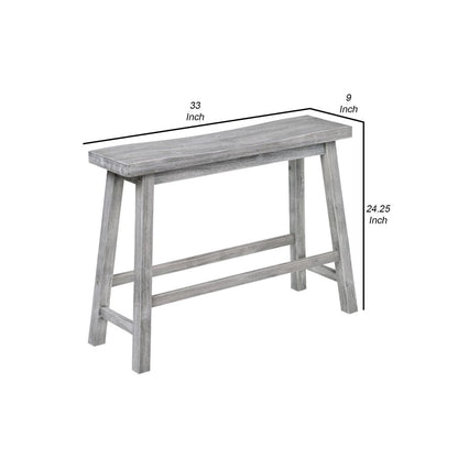 Saddle Design Wooden Bench with Grain Details, Gray - View 5