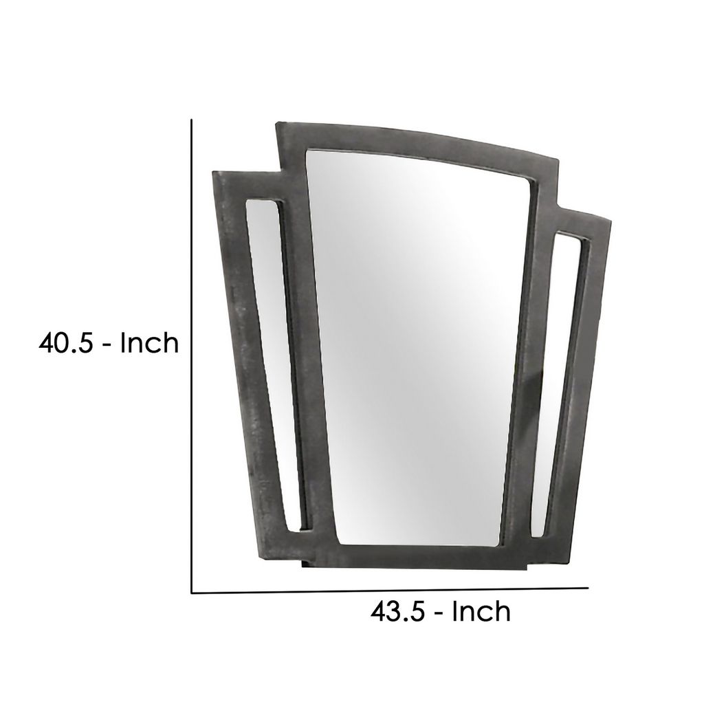 Tapered Fabric Frame Mirror with Mounting Hardware, Dark Gray - View 5