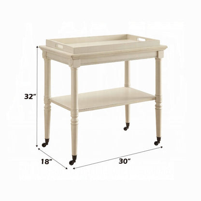 Wooden Serving Tray Table, Antique White - View 6