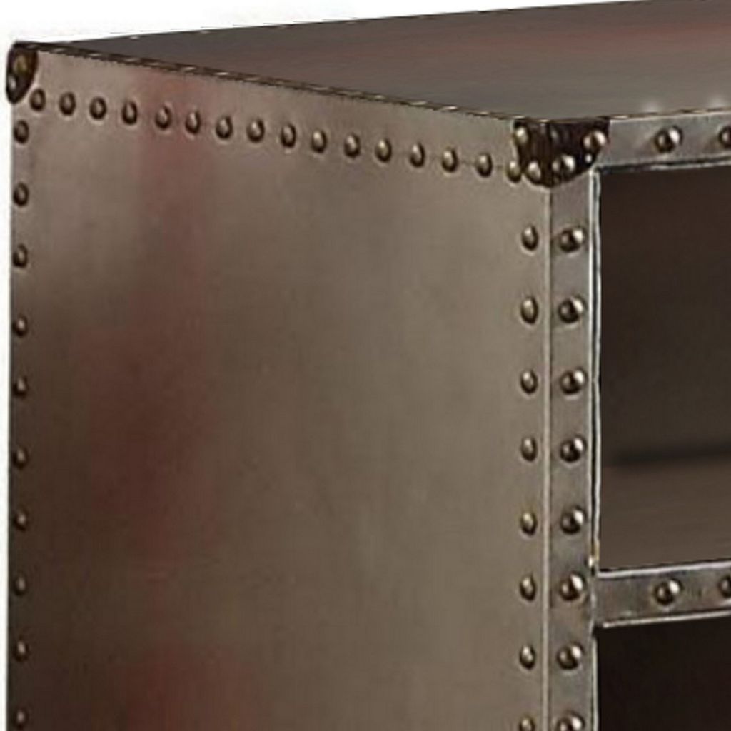 Rectangular Nightstand With USB Power Dock And Caster Legs In Aluminum Finish - View 5