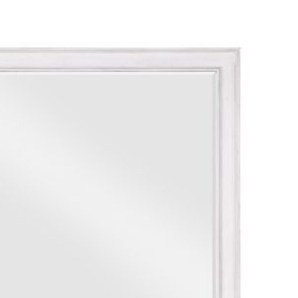 42 Inch Wall Mirror, Molded Sleek Wood Frame, White - View 4