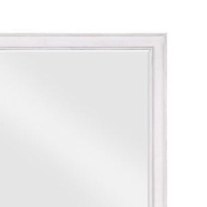 42 Inch Wall Mirror, Molded Sleek Wood Frame, White - View 4
