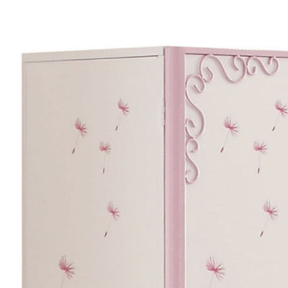 Metal Armoire with Butterfly Handle and Dandelions, White and Purple - View 3