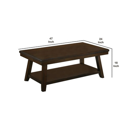Wooden Coffee Table with One Open Shelf, Brown - View 6
