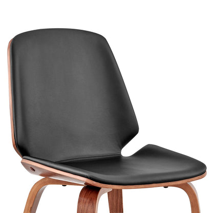 Leatherette Dining Chair with Slightly Curved Seat, Black - View 3