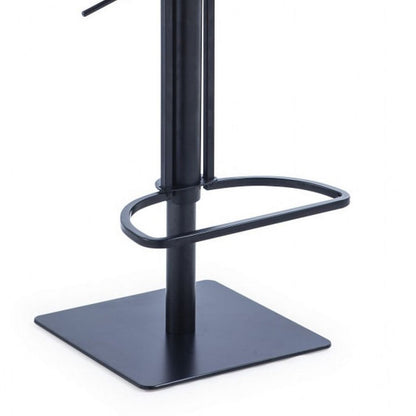 Swivel Faux Leather Bar Stool with Countered Seat, White and Black - View 5