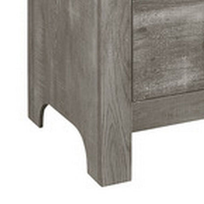 Adia 24 Inch Classic 2 Drawer Nightstand, Metal Handles, Rustic Gray Finish - View 4