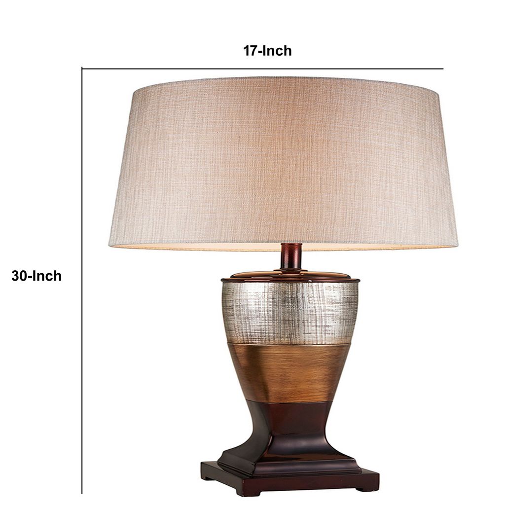 Table Lamp with Colorblock Pedestal Base, Brown - View 5