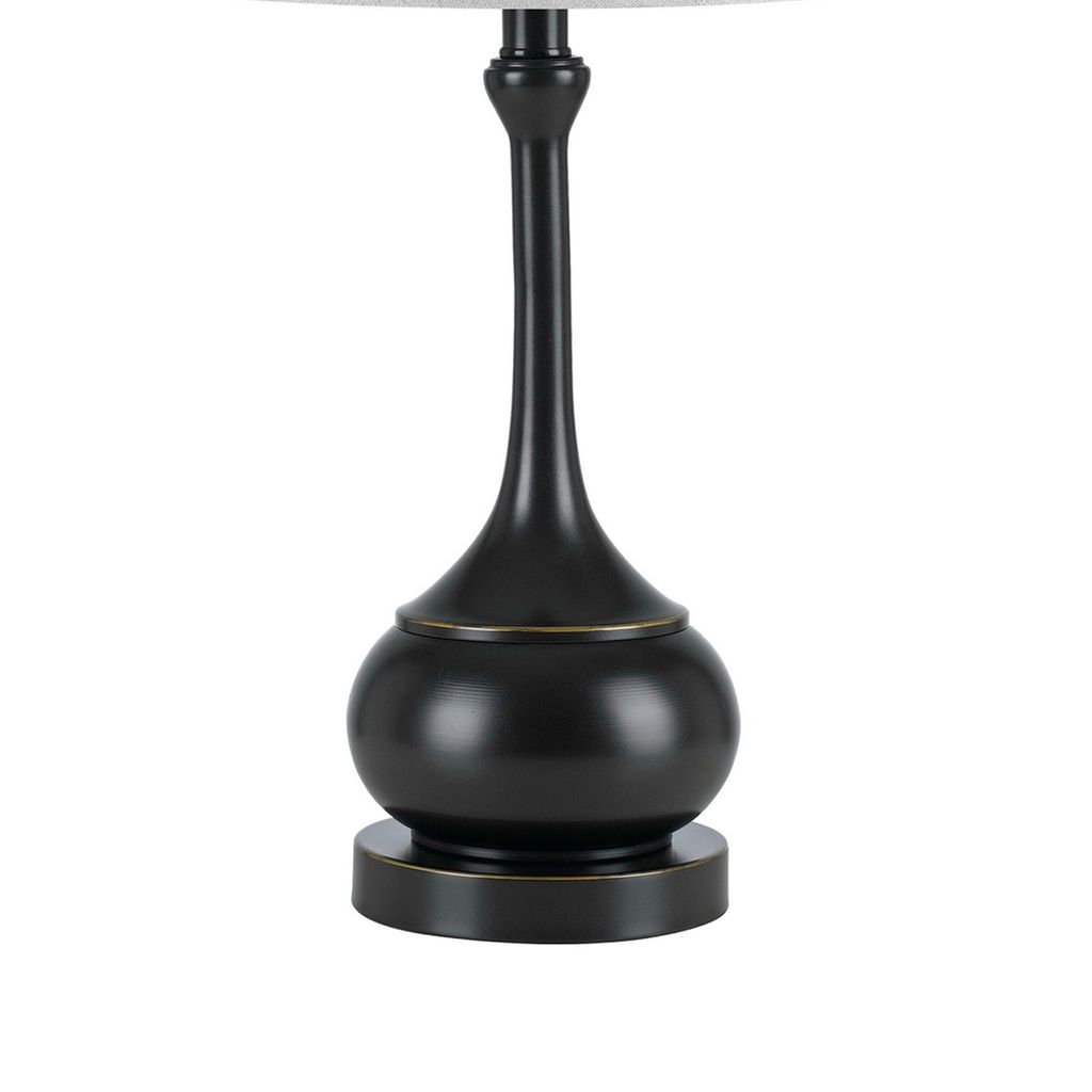 Elongated Bellied Shape Metal Accent Lamp with Drum Shade, Black - View 4