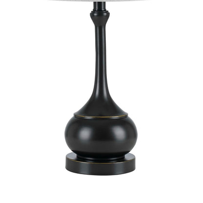 Elongated Bellied Shape Metal Accent Lamp with Drum Shade, Black - View 4