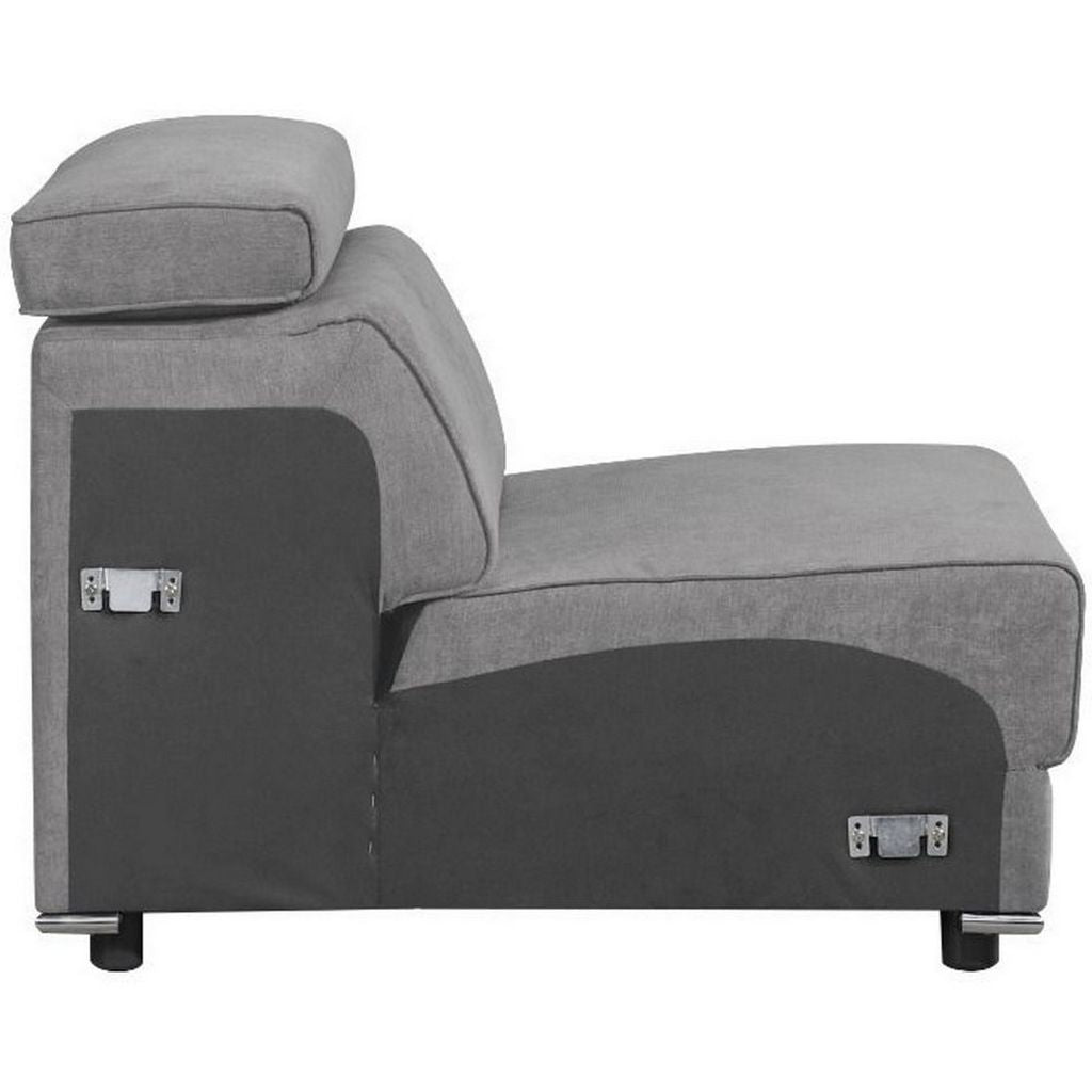 Fabric Upholstered Modular Armless Chair, Dark Gray - View 4