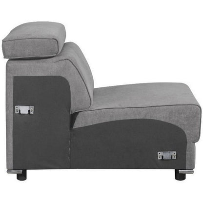 Fabric Upholstered Modular Armless Chair, Dark Gray - View 4