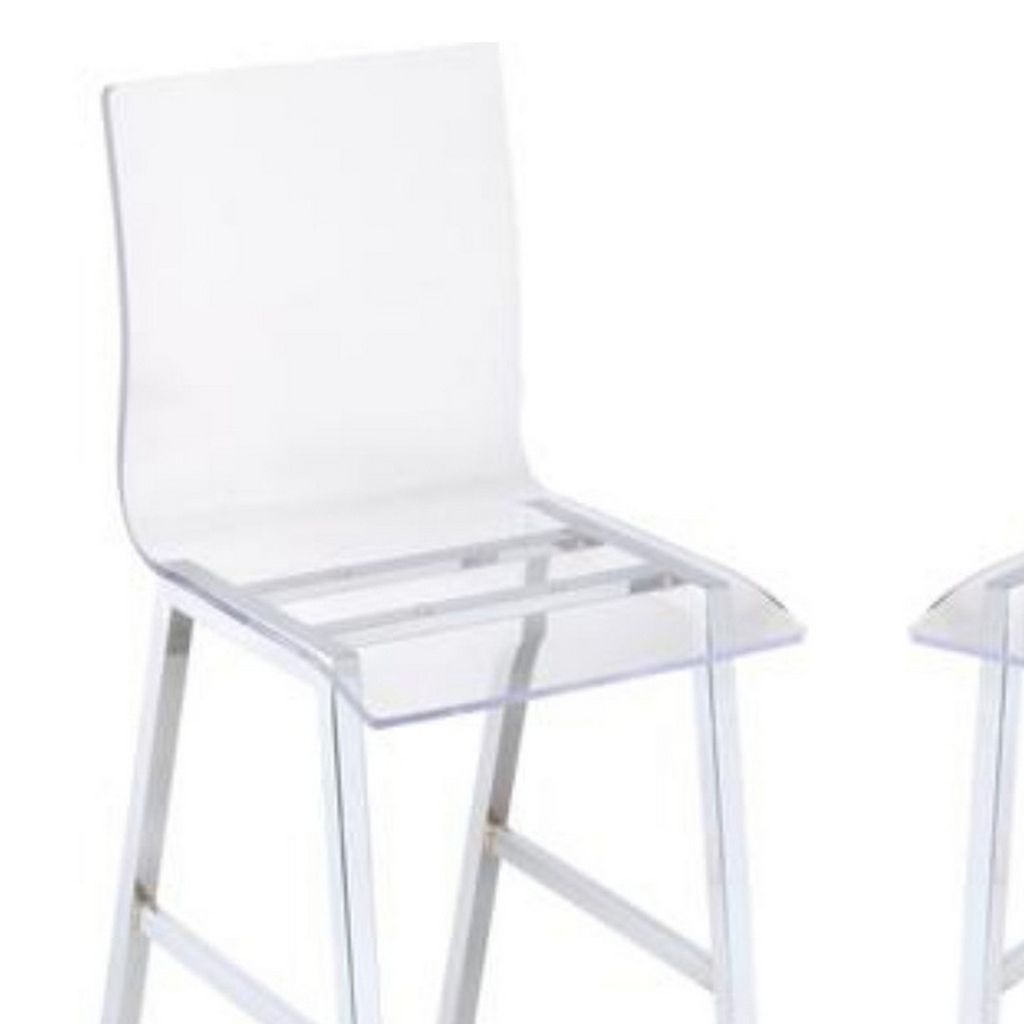 Counter Height Dining Chair Clear Acrylic, Chrome, Set of 2 - View 4