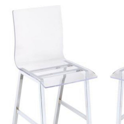 Counter Height Dining Chair Clear Acrylic, Chrome, Set of 2 - View 4