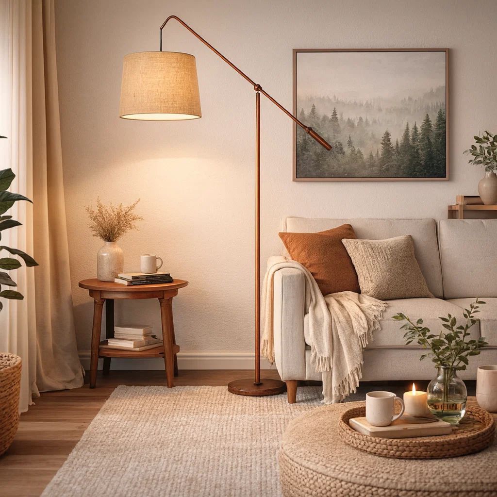 68 Inch Adjustable Arc Arm Metal Floor Lamp, Rustic Bronze - View 7