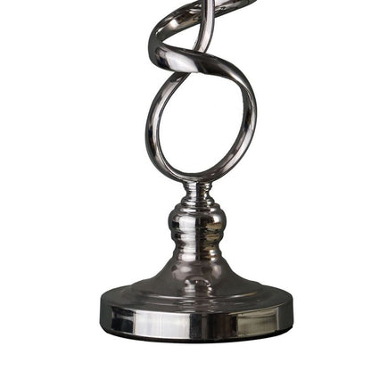 Table Lamp with Curved Abstract Metal Base, Silver - View 2