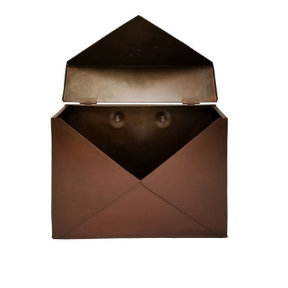 Envelope Shaped Wall Mount Metal Mail Box, Copper - View 3