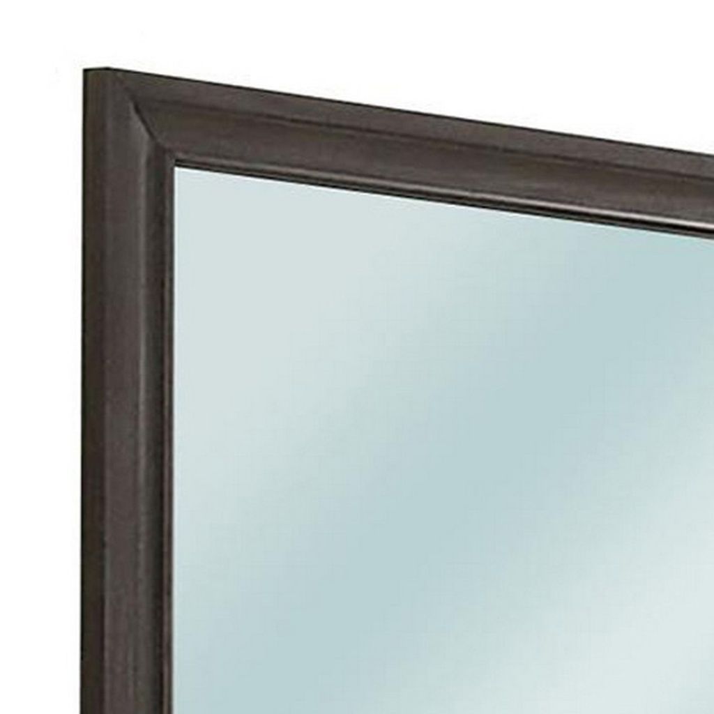 Mirror with Wooden Frame and Molded Detail, Dark Gray - View 3