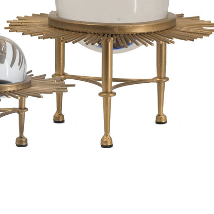 12, 9, 8 Inch Set of 3 Crystal Balls, Decorative Accent, Gold - View 4