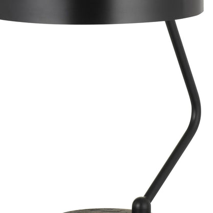 Metal Lined Fabric Shade Desk Lamp with Wooden Base, Beige and Black - View 3