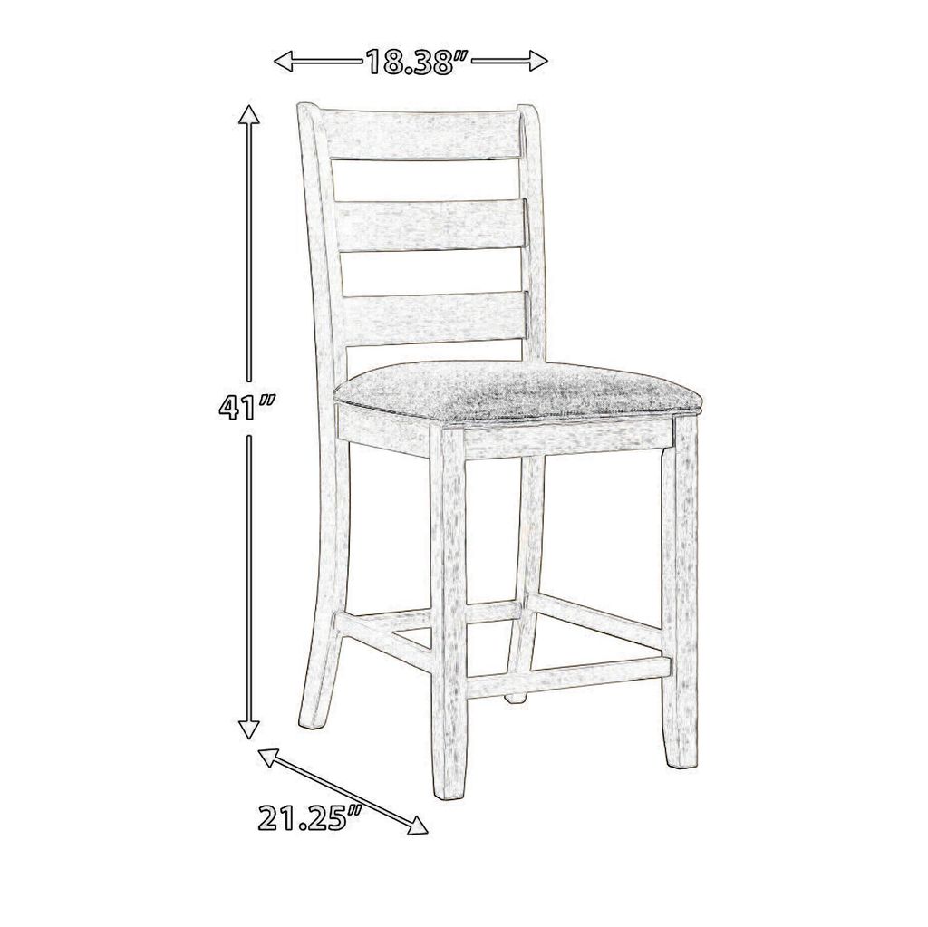 Myra Barstool Chair Set of 2 | Padded Seats and Ladderbacks | Dual Tone Weathered White Brown - View 6