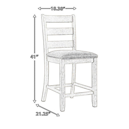 Myra Barstool Chair Set of 2 | Padded Seats and Ladderbacks | Dual Tone Weathered White Brown - View 6