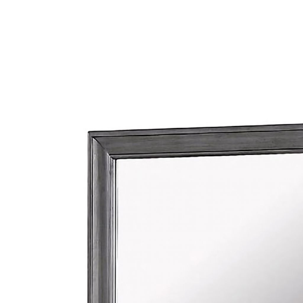 Mirror with Wooden Frame with Molded Trim, Gray - View 3