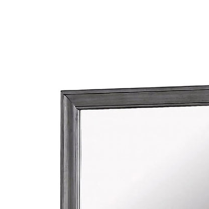 Mirror with Wooden Frame with Molded Trim, Gray - View 3
