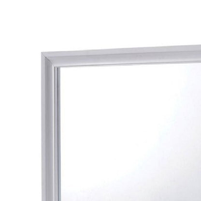 Wall Mirror with Molded Wooden Frame, White - View 3