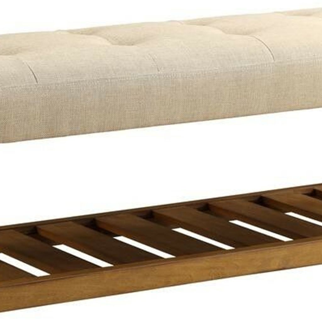 Wooden Bench, Beige & Oak - View 4