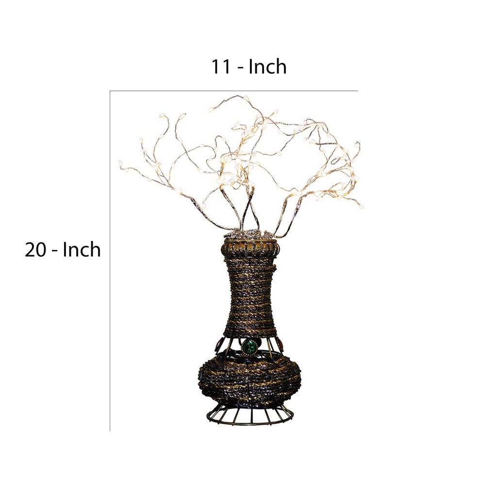 Tree Table Lamp with Aluminum Wire and Multiple LED, White - View 6